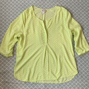 Stylus Green Chevron Zebra Neon Green Blouse L